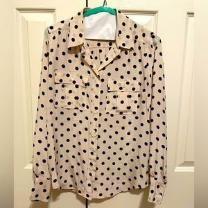J. CREW 100% Silk Blythe Polka Dot Blouse Size 0